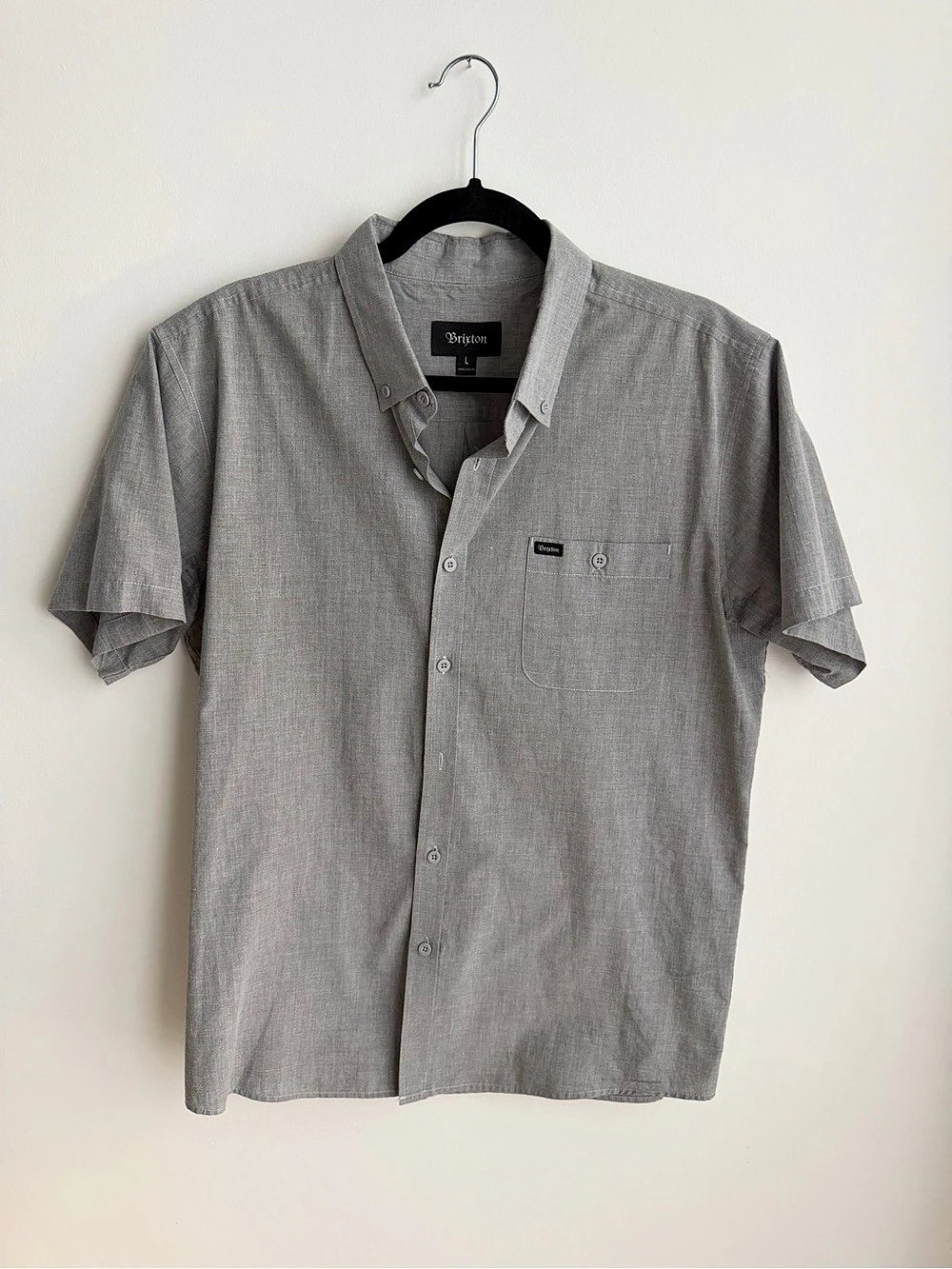 Brixton Mens Short Sleeve Button Down in Gray